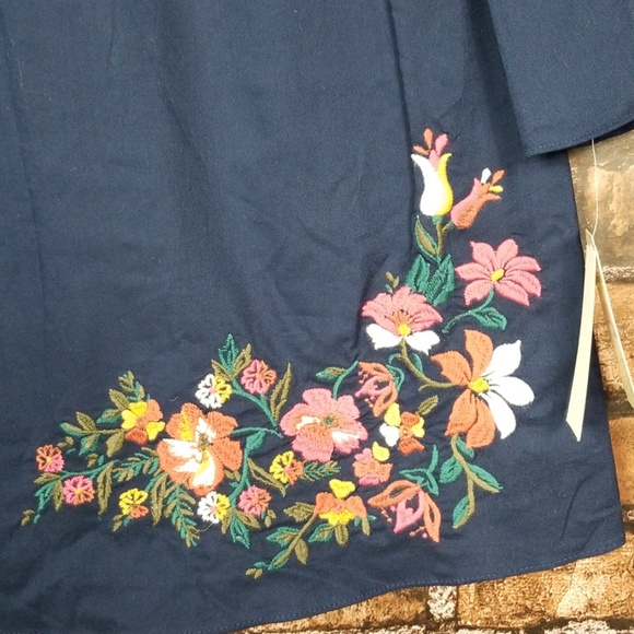 GB Girls| Navy Floral Embroidered Dress - Picture 3 of 4